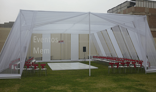 toldo con tela organza para eventos